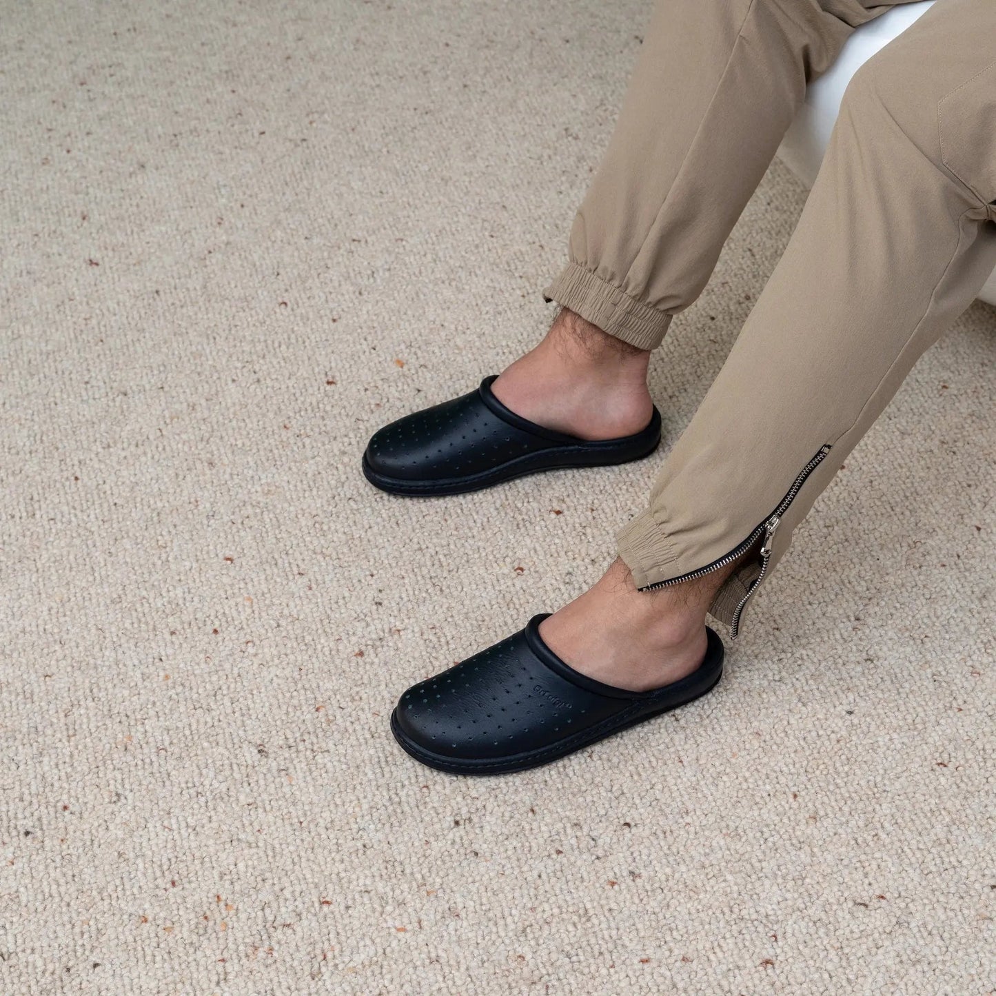 DrLuigi® Orthopedic Slippers for Men - Comfortable Medical Footwear Navy blue Leather drluigi