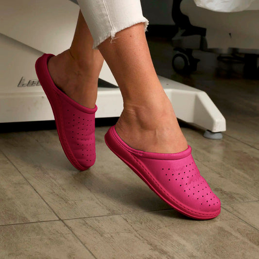 DrLuigi® Orthopedic Clogs for Women - Comfortable Medical Footwear Fuchsia Leather