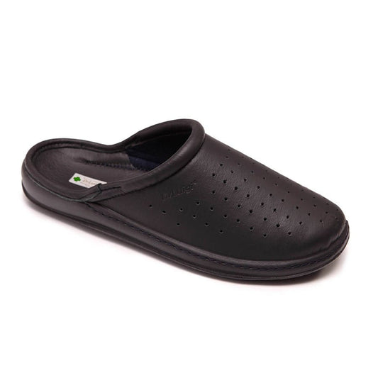 DrLuigi® Orthopedic Clogs for Women - Comfortable Medical Footwear Black Leather