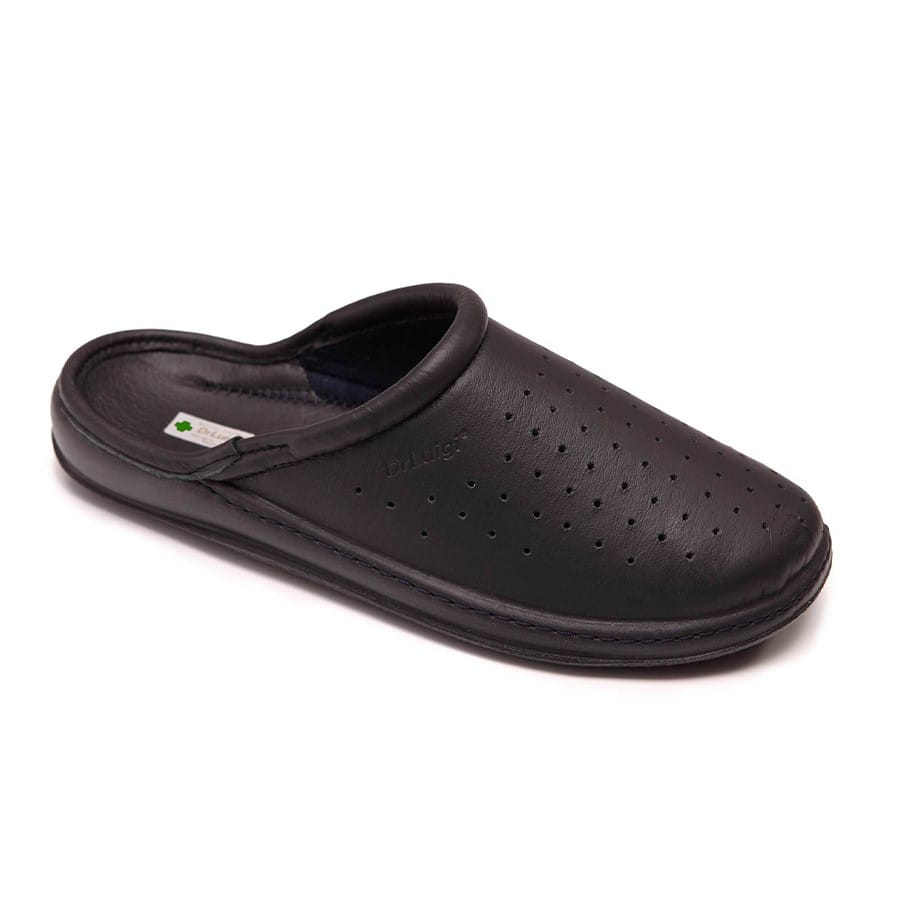 DrLuigi® Orthopedic Clogs for Men - Comfortable Medical Footwear Black Leather