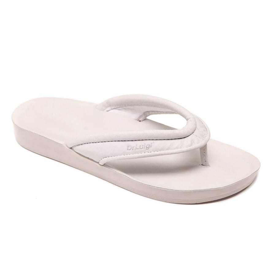 DrLuigi® Orthopedic Flip-Flops for Men - Comfortable Medical Footwear White Leather