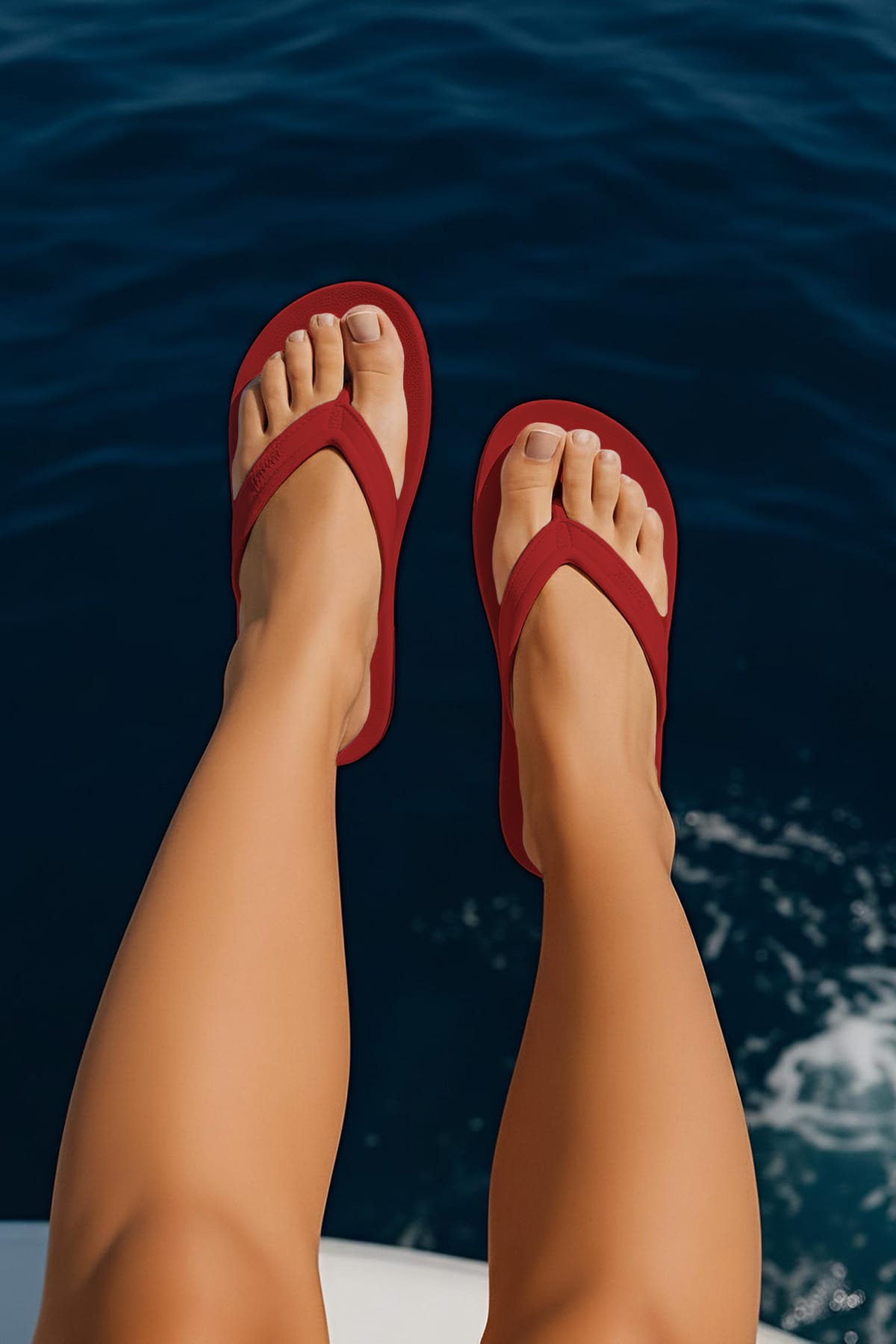 DrLuigi® Orthopedic Flip-Flops for Women - Comfortable Medical Footwear Red Leather