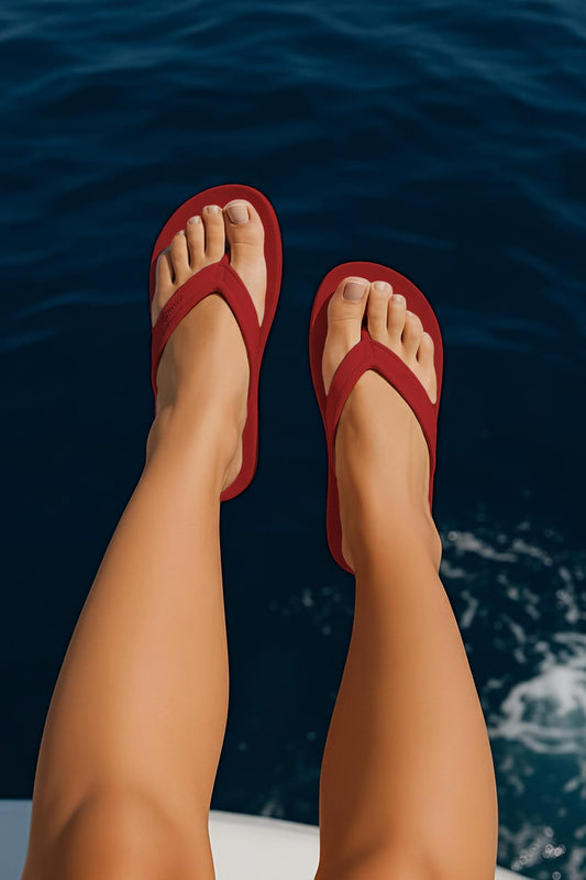 DrLuigi® Orthopedic Flip-Flops for Women - Comfortable Medical Footwear Red Leather