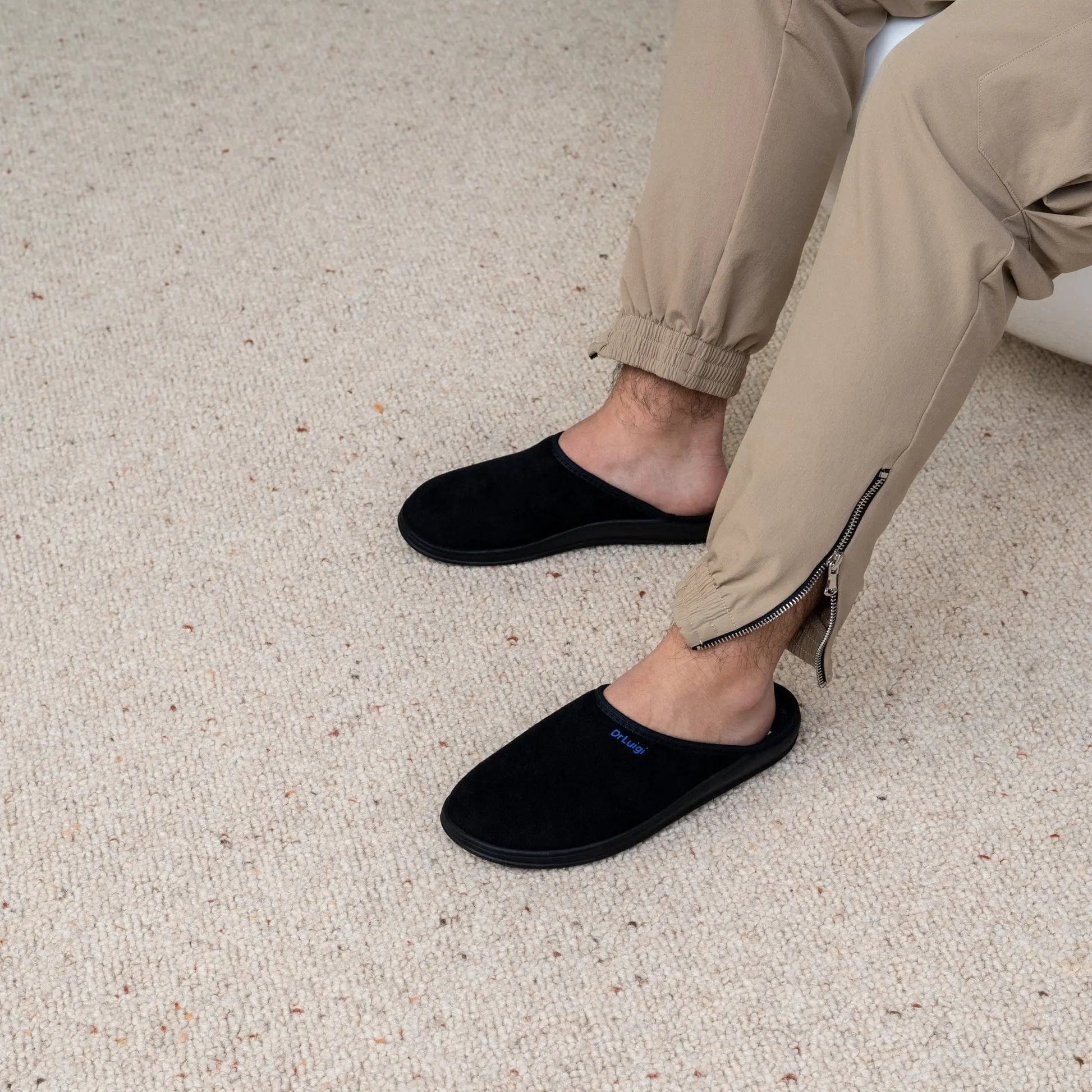DrLuigi® Orthopedic Slippers for Men - Comfortable Medical Footwear Black drluigi
