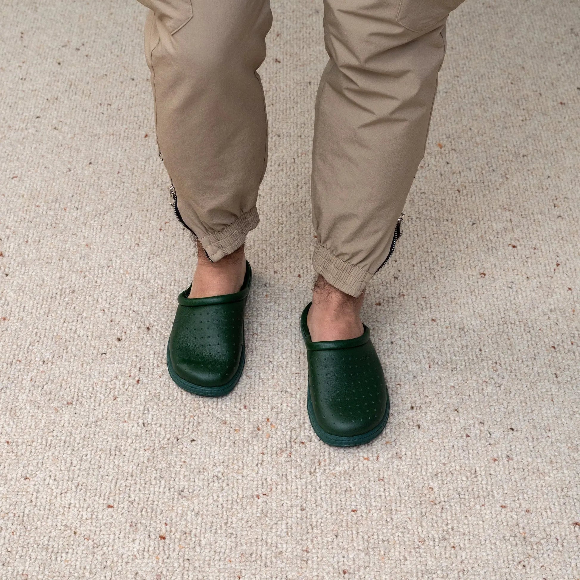 DrLuigi® Orthopedic Slippers for Men - Comfortable Medical Footwear Green Leather drluigi
