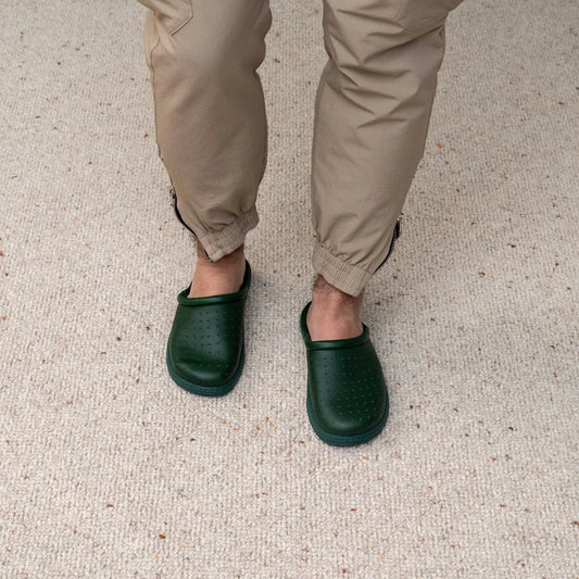 DrLuigi® Orthopedic Slippers for Men - Comfortable Medical Footwear Green Leather drluigi