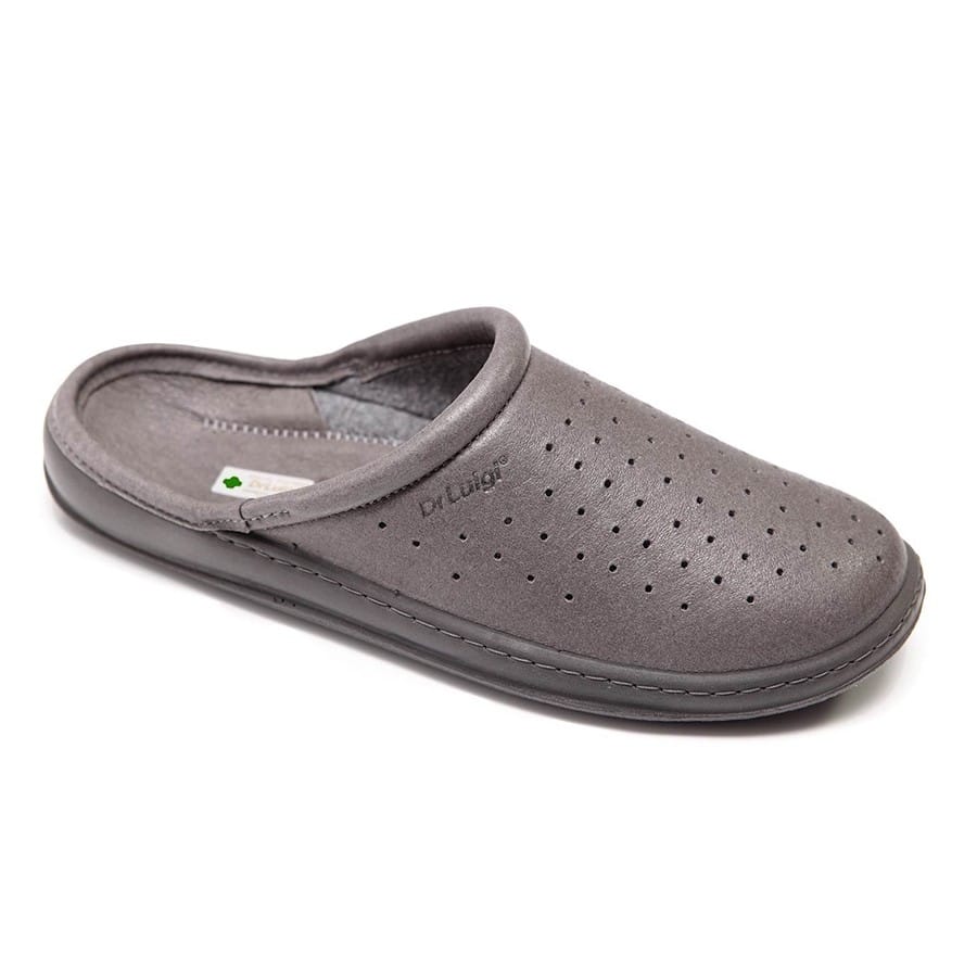 DrLuigi® Orthopedic Clogs for Women - Comfortable Medical Footwear Gray Leather