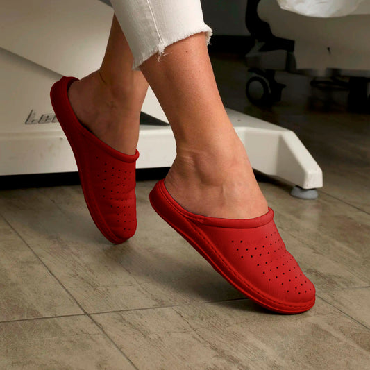 DrLuigi® Orthopedic Clogs for Women - Comfortable Medical Footwear Red Leather