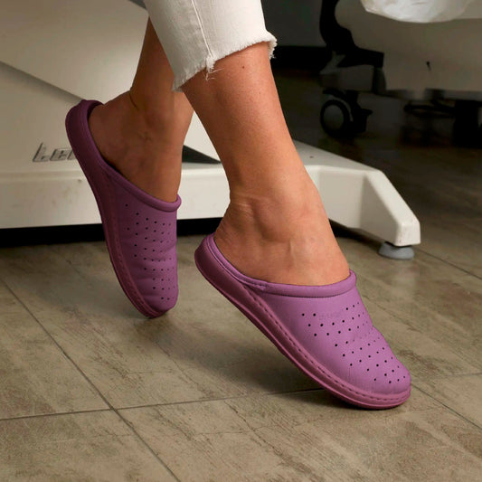 DrLuigi® Orthopedic Clogs for Women - Comfortable Medical Footwear Violet Leather