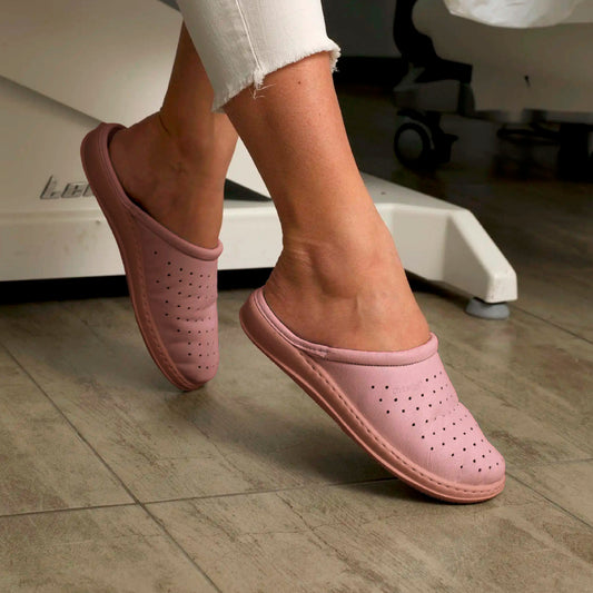 DrLuigi® Orthopedic Clogs for Women - Comfortable Medical Footwear Pink Leather