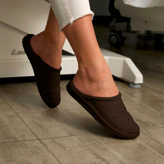 DrLuigi® Orthopedic Clogs for Women - Comfortable Medical Footwear Brown Leather