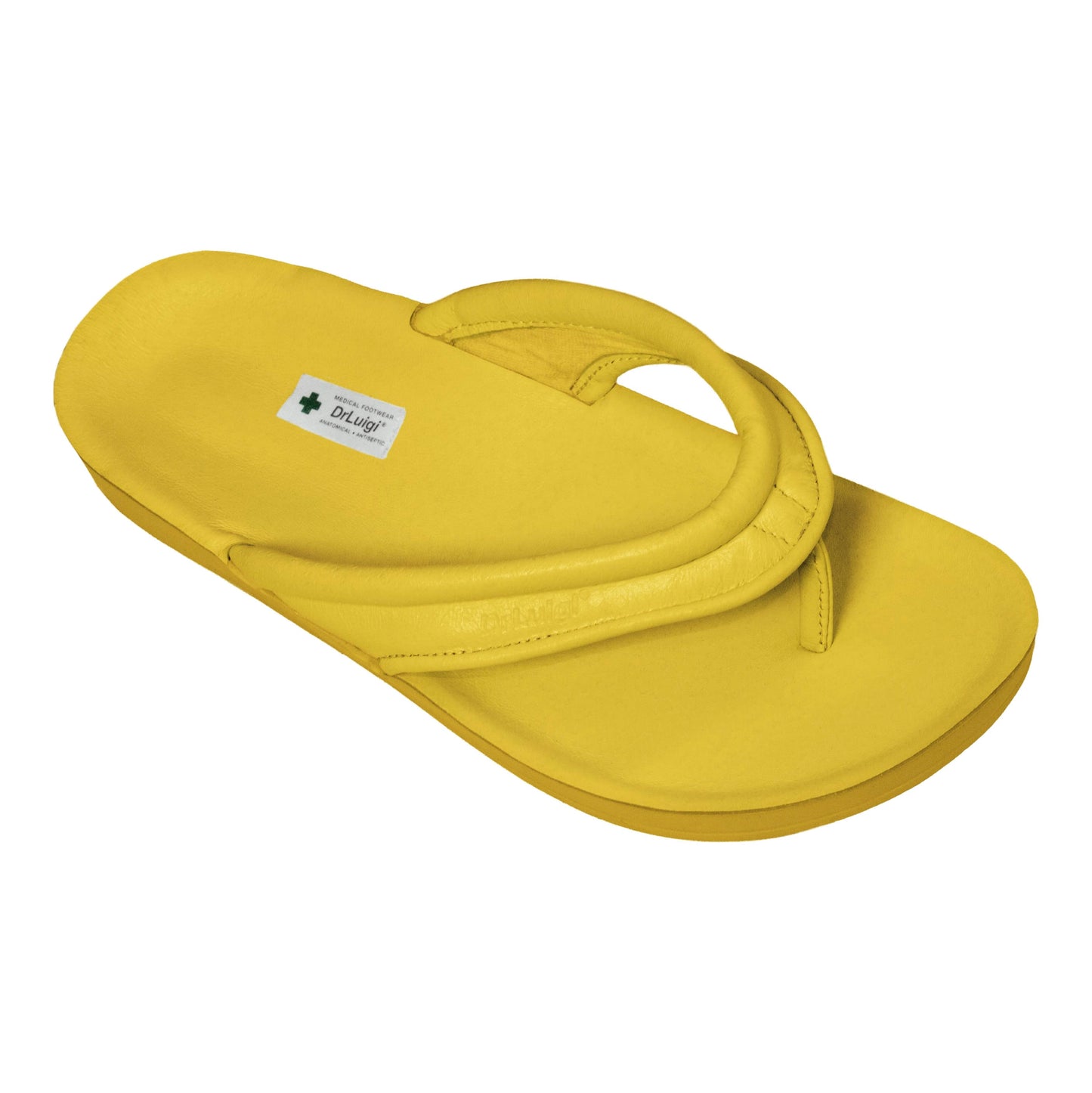 DrLuigi® Orthopedic Flip-Flops for Women - Comfortable Medical Footwear Yellow Leather