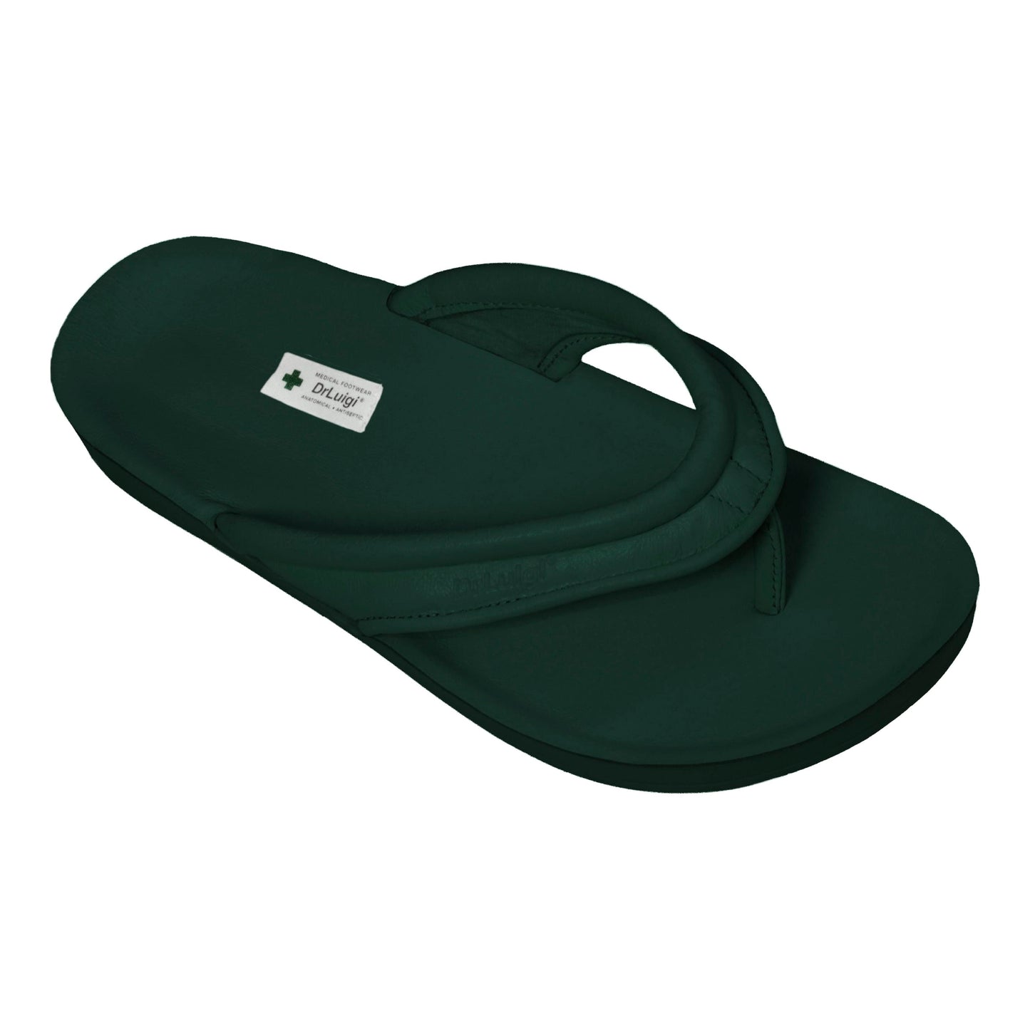 DrLuigi® Orthopedic Flip-Flops for Women - Comfortable Medical Footwear Green Leather
