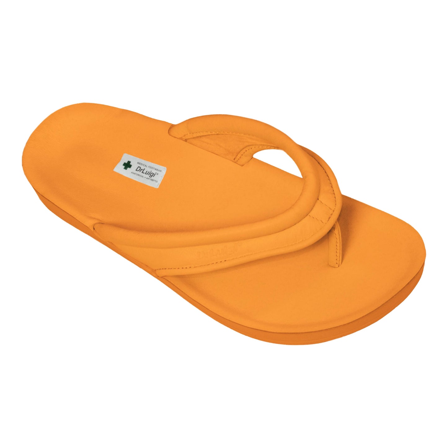 DrLuigi® Orthopedic Flip-Flops for Women - Comfortable Medical Footwear Orange Leather