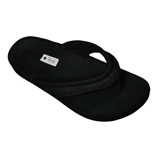 DrLuigi® Orthopedic Flip-Flops for Women - Comfortable Medical Footwear Black Leather
