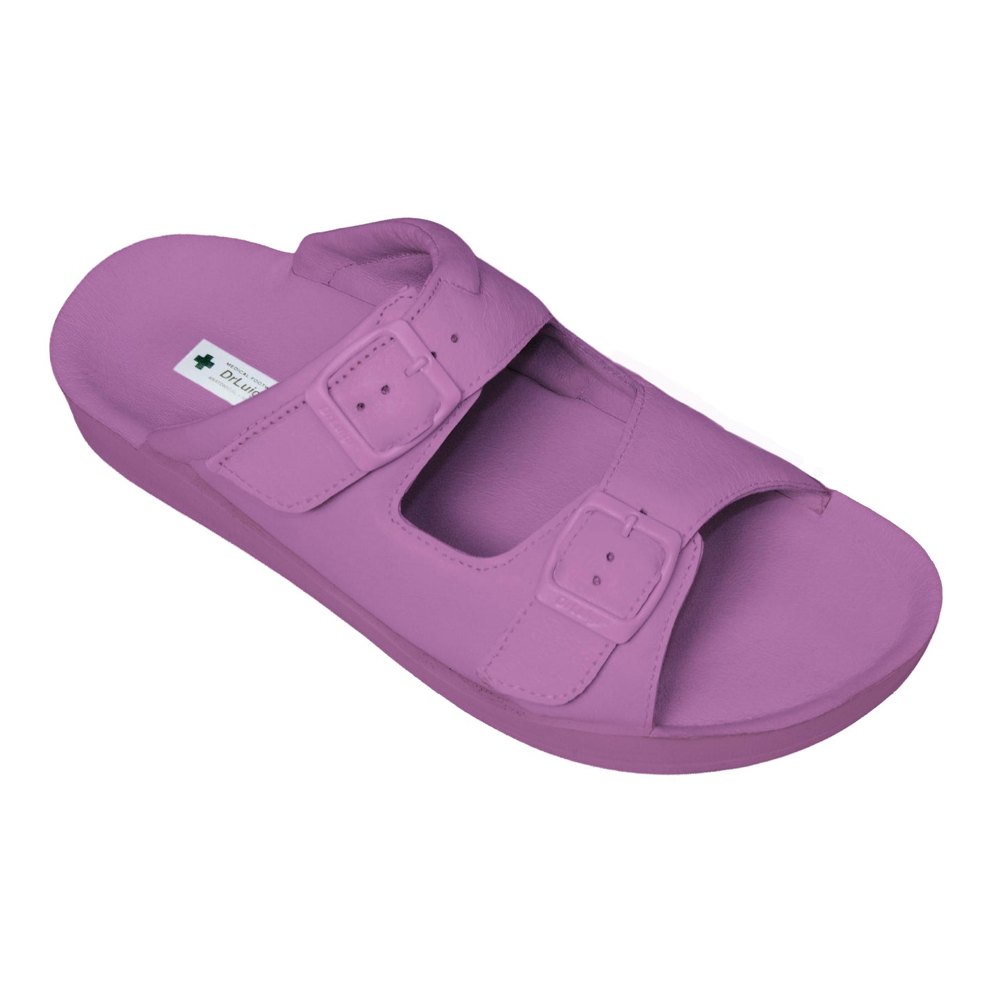DrLuigi® Orthopedic 2-Strap Leather Slide Sandals for Woman - Comfortable Medical Footwear Violet Leather