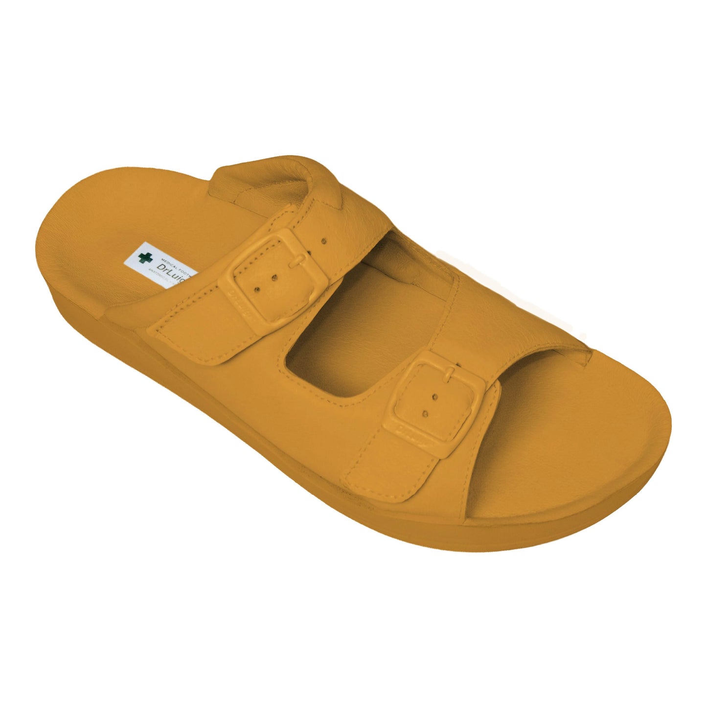 DrLuigi® Orthopedic 2-Strap Leather Slide Sandals for Men - Comfortable Medical Footwear Beige Leather