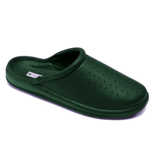 DrLuigi® Orthopedic Clogs for Women - Comfortable Medical Footwear Green Leather